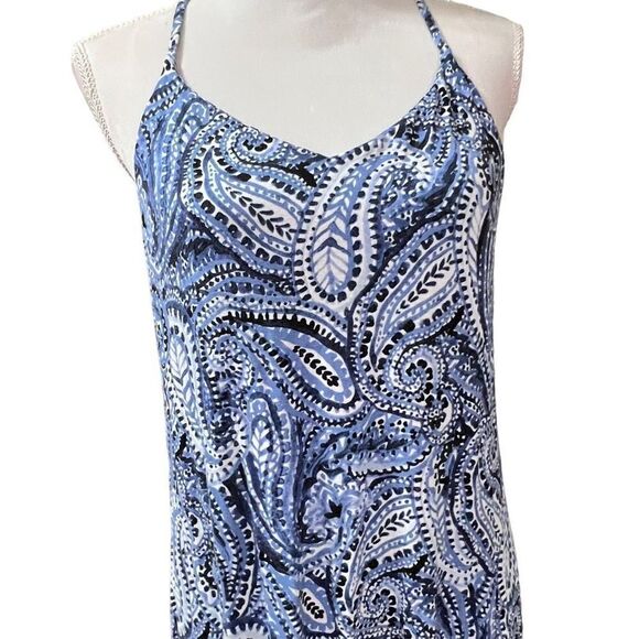 Cynthia Rowley asymmetrical hem blue sleeveless midi dress, sz large - Picture 2 of 6